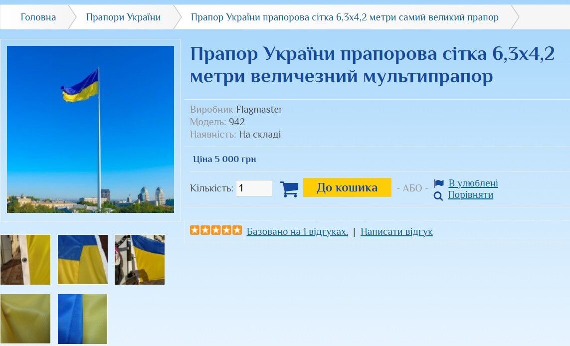 Скільки коштує прапор України розміром 6 на 4 метри