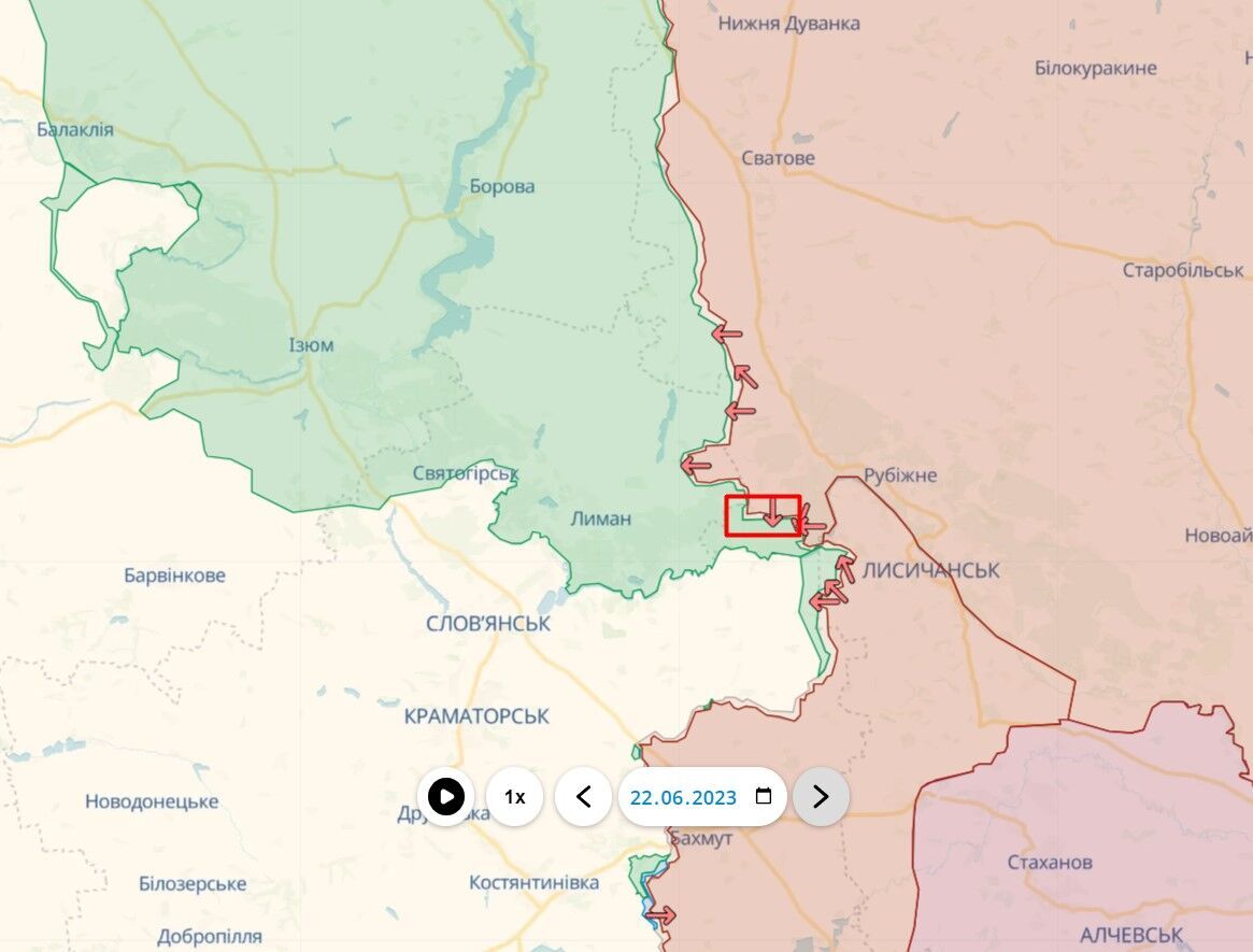 Ділянка фронту на кордоні Луганщини та Донеччини на південь від Рубіжного