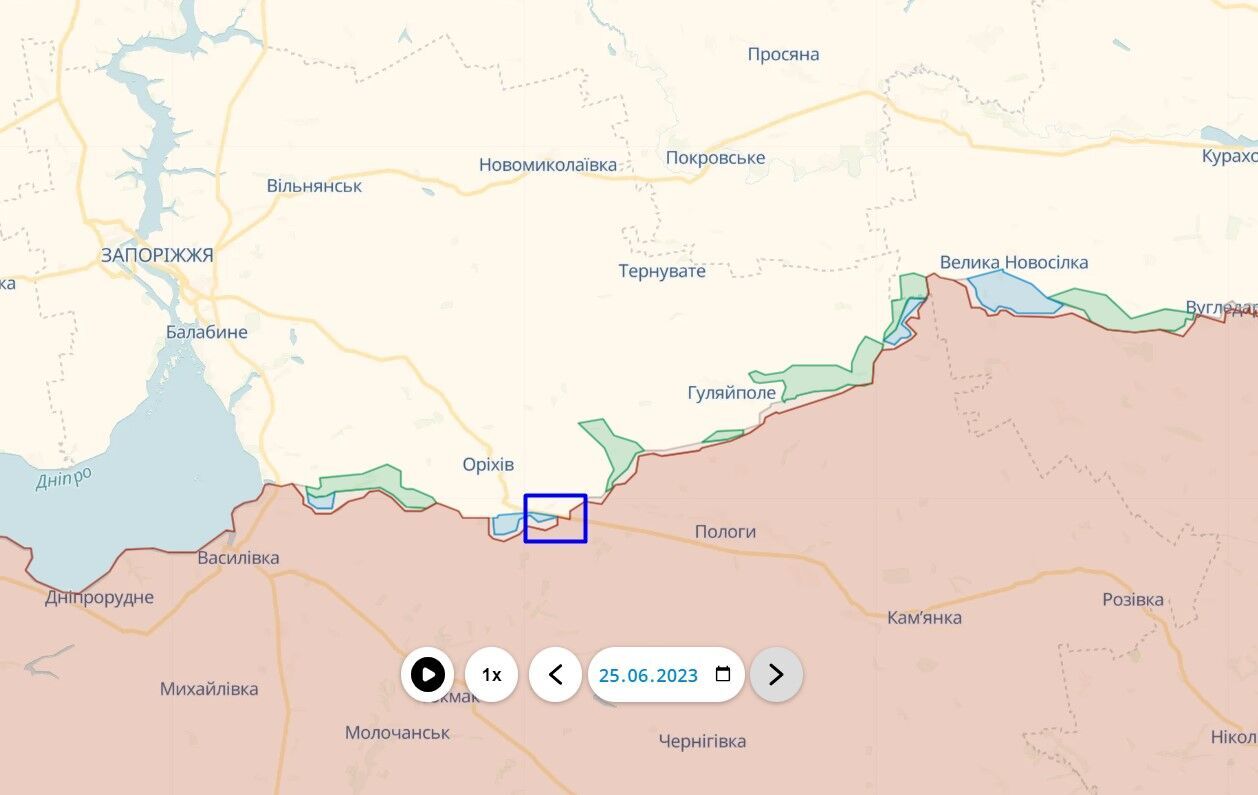 Участки, на которых ВСУ имею успех по состоянию на 26 июня 2023 года