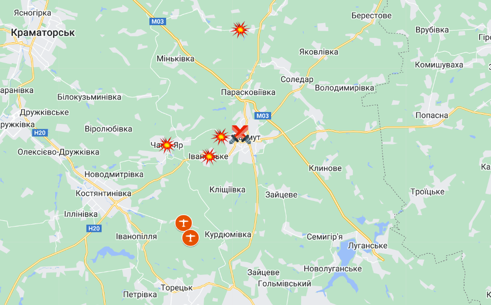Обстрелы и атаки в районе Бахмута на утро 30 июня 2023 года