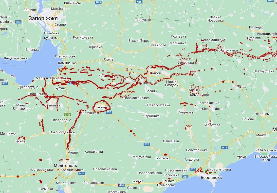 Інтерактивна карта укріплень армії рф