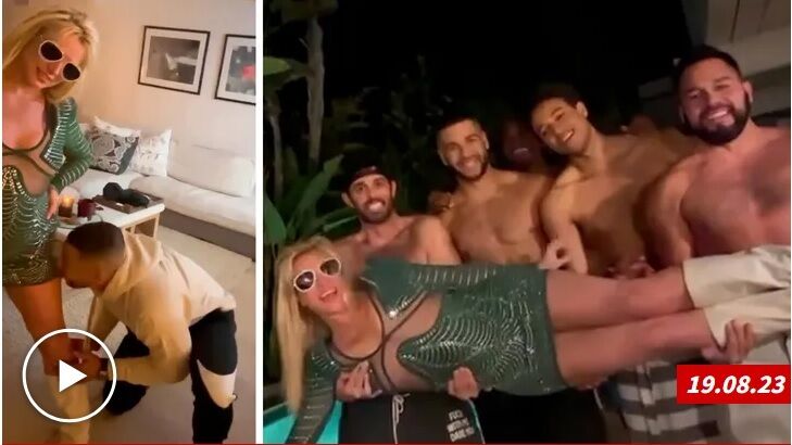 Бритні Спірз влаштувала цілу вечірку з купою чоловіків