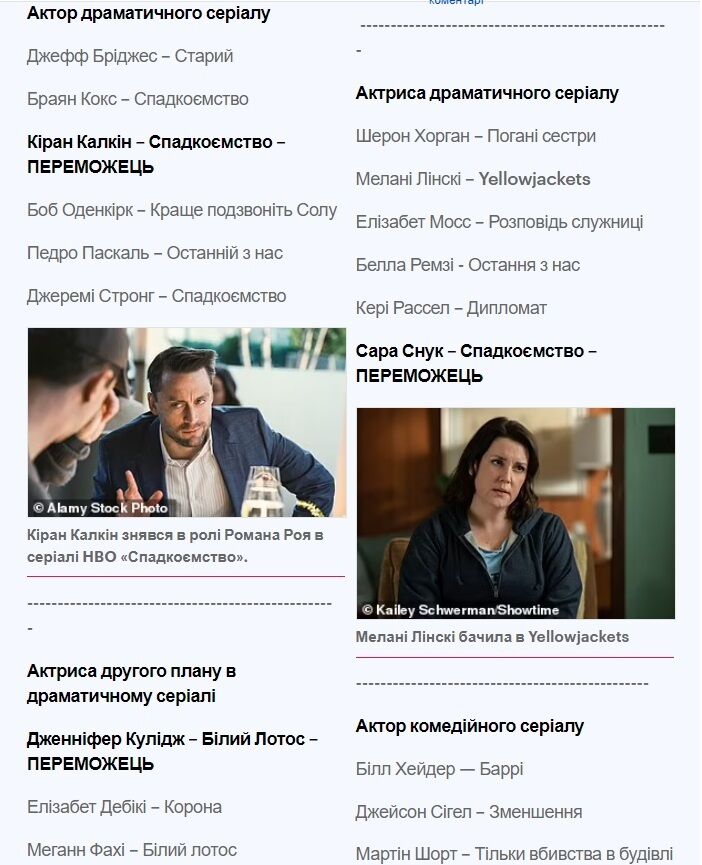 Відбулось нагородження Emmy Awards 2023: повний список головних переможців 