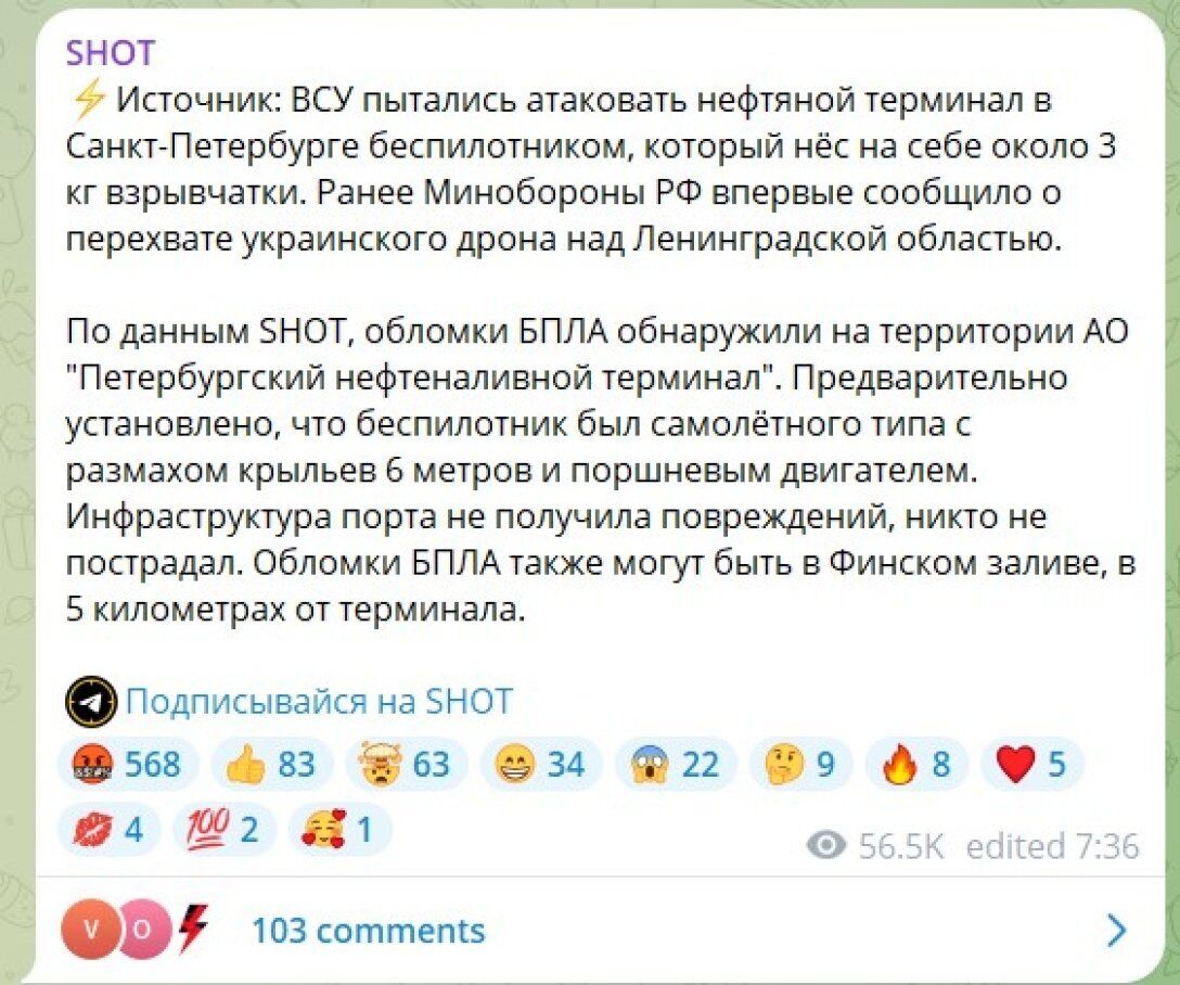 Рф повідомила про відбиття терористичної атаки у Ленінградській області
