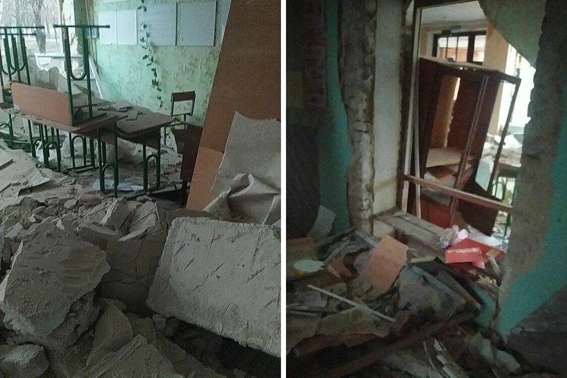 Стопкоровец Чеславский показал руины школы в Донецкой области