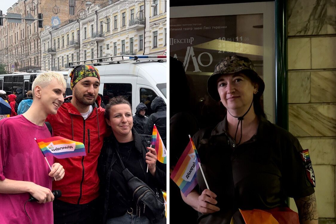 Люди з прапорцяи ЛГБТК+ спільноти