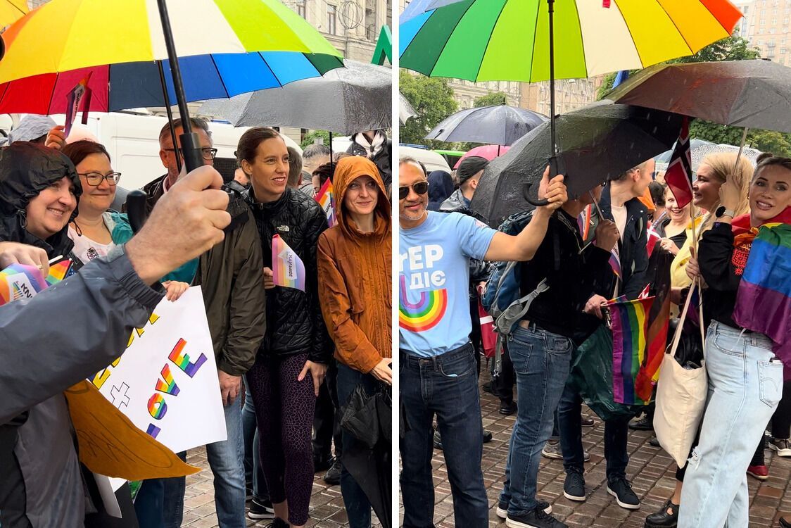 Люди з папасолями кольору ЛГБТК+ спільноти