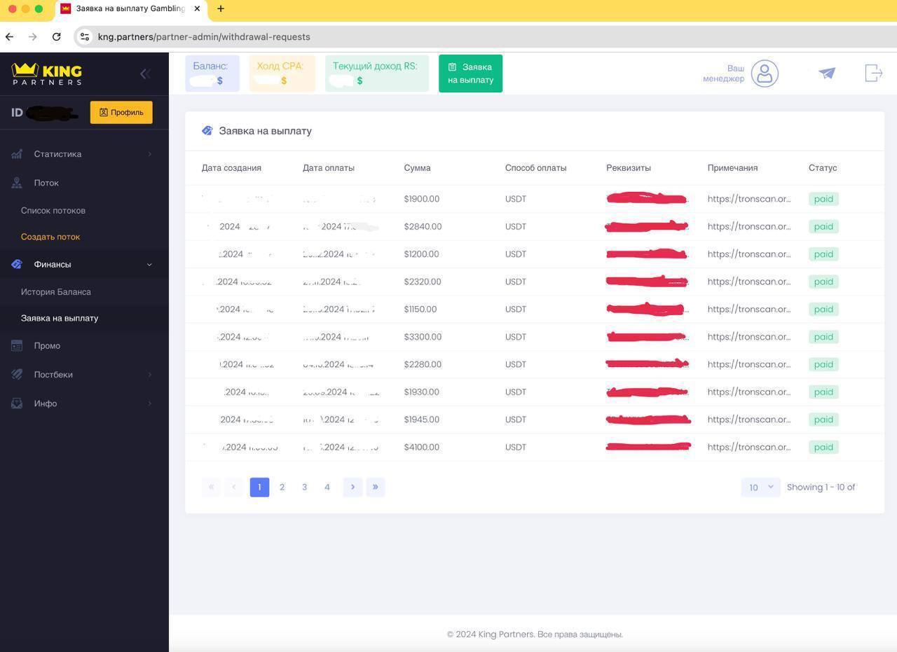 Транзакції через USDT