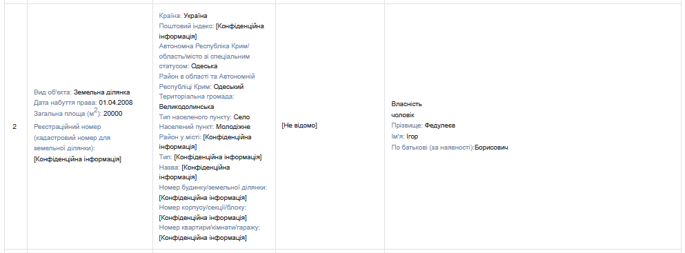 Майно Юлії Федулеєвої