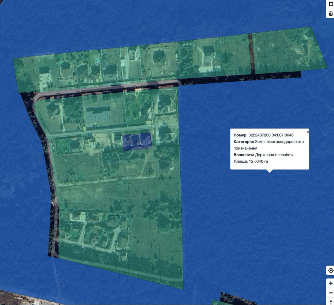 Скриншот з кадастру