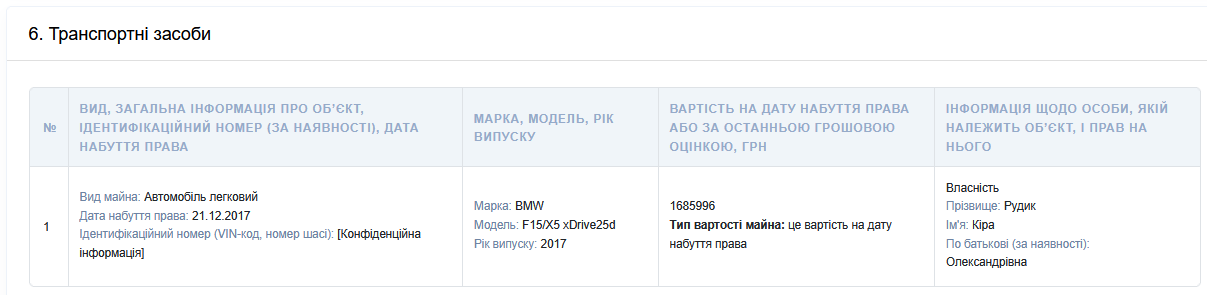 Имущество Киры Рудик