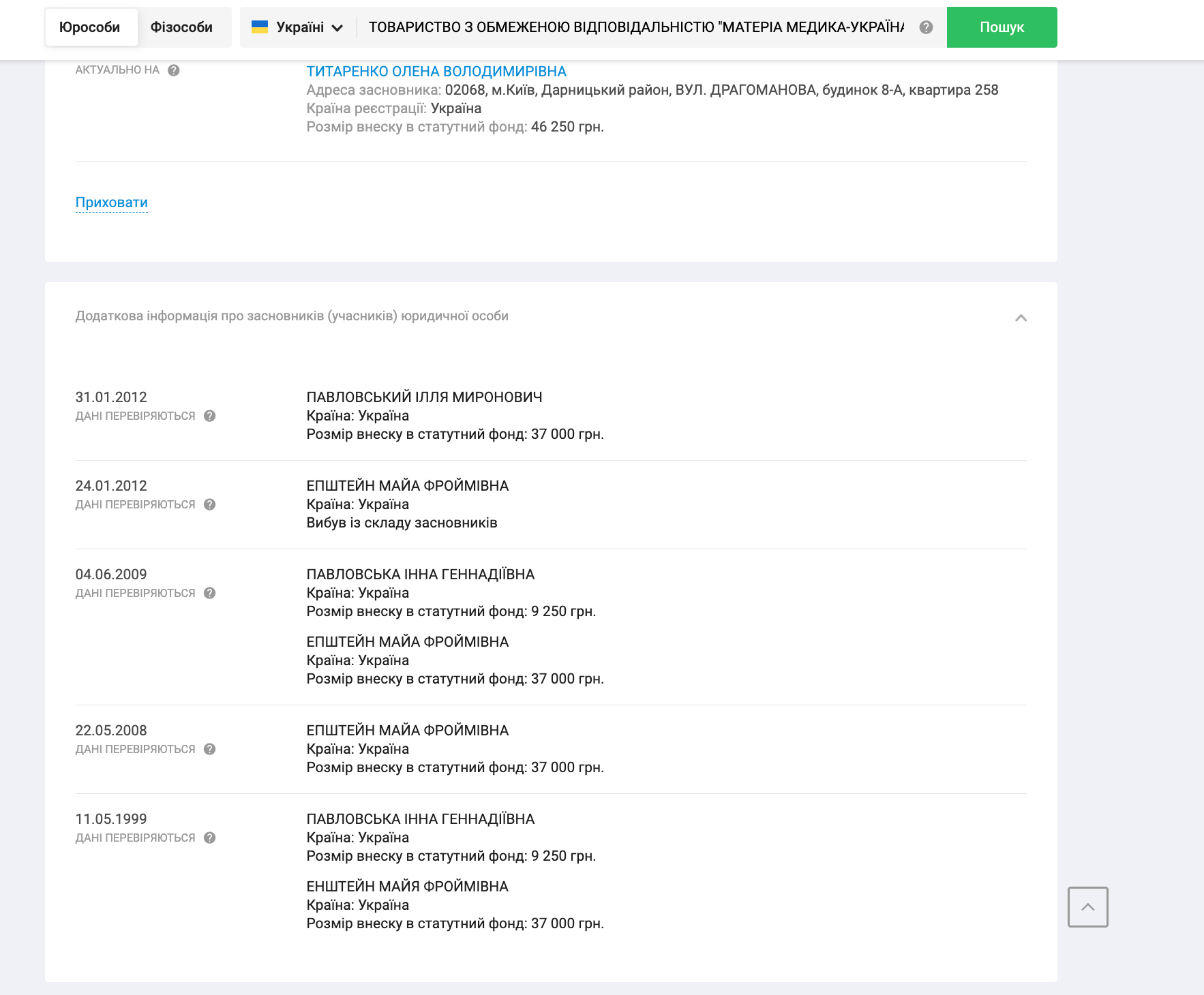 Майа Эпштейн была исторической основательницей ООО ''Материа Медика-Украина''