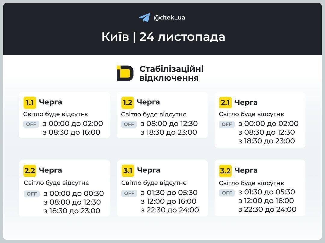 В Киеве ввели новый график отключений света на понедельник: кто останется без электричества