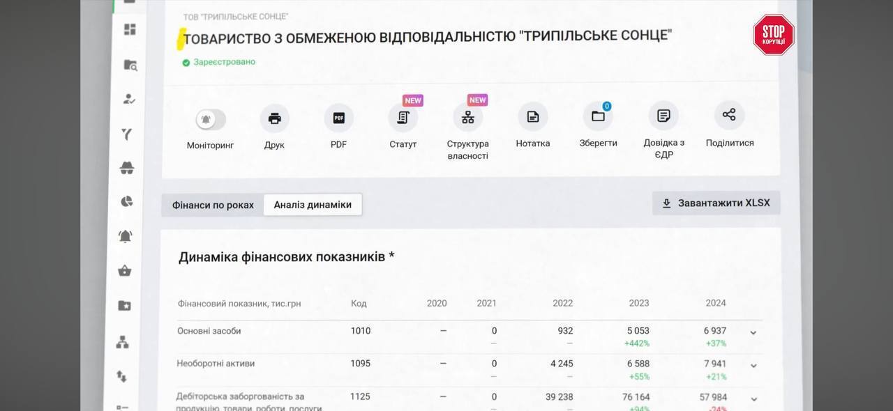 Финансовые показатели компании ''Трипольское солнце''