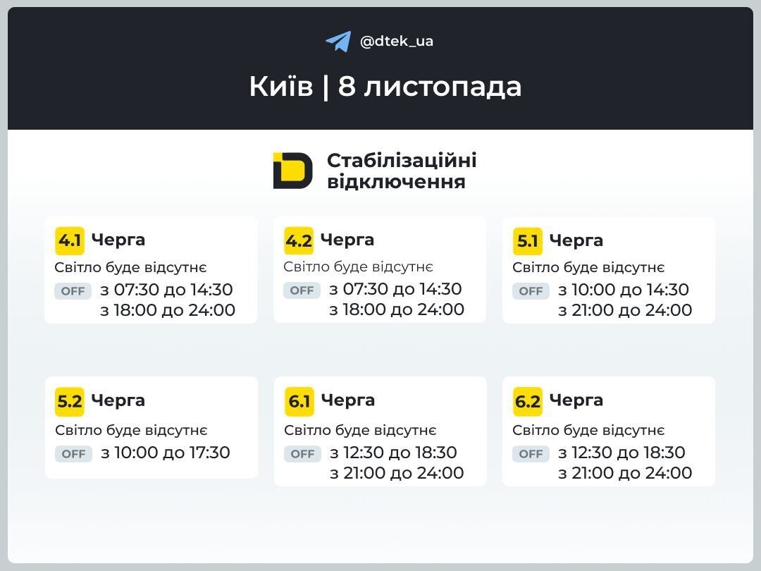 В Киеве увеличили временные рамки плановых обесточений: обнародованы обновленные графики