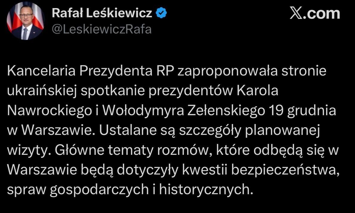 Пост Рафала Лешкевича
