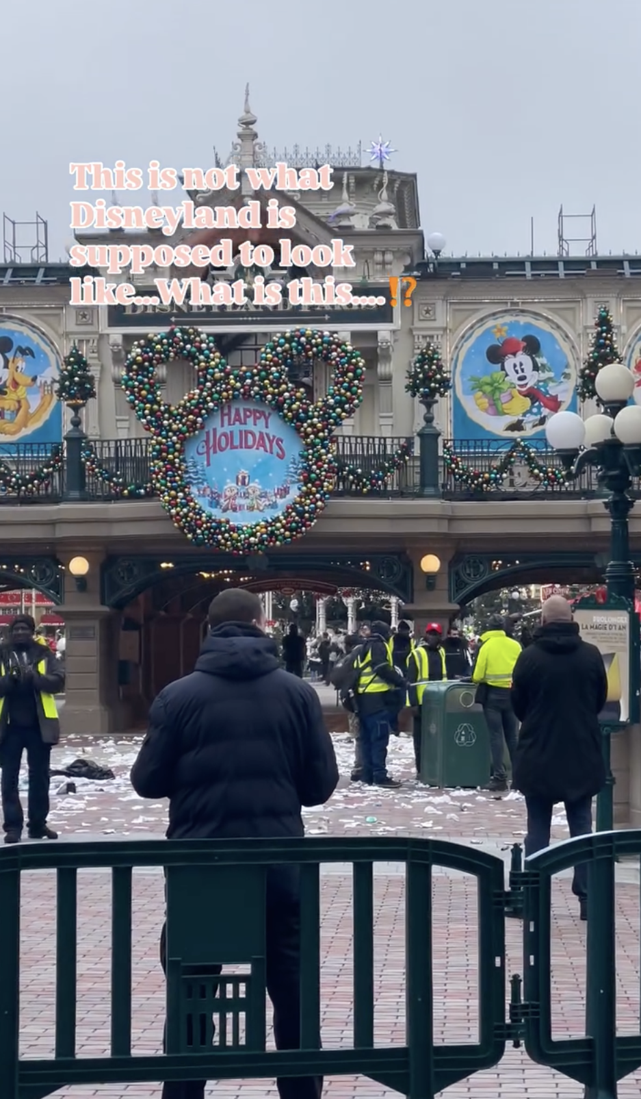 Детская мечта испорчена? Вход в Disneyland Paris завален мусором из-за протеста (видео)