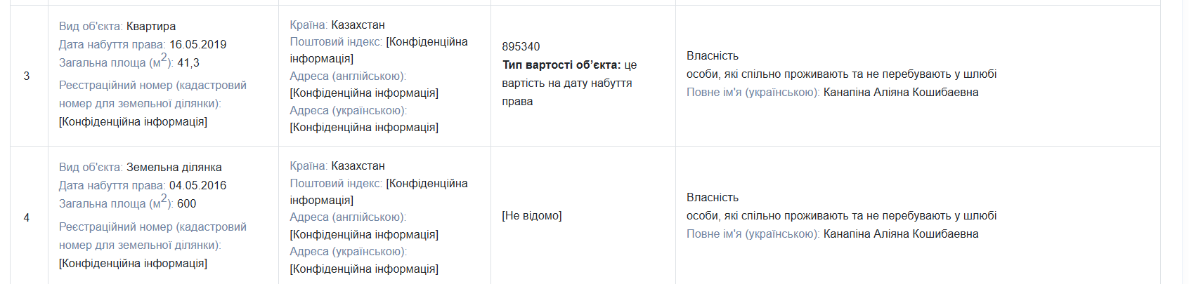 Скриншот декларації