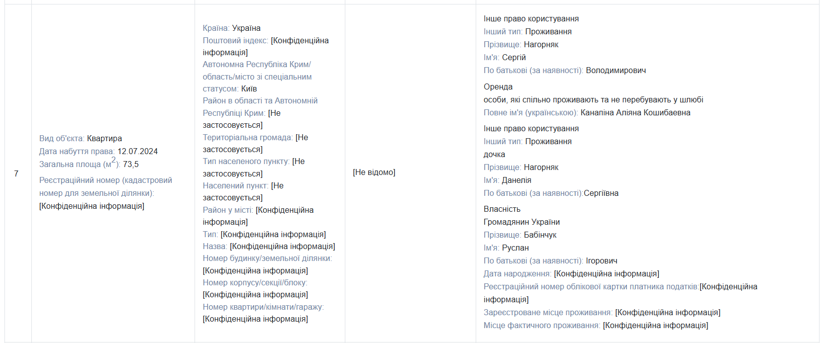 Скриншот декларації