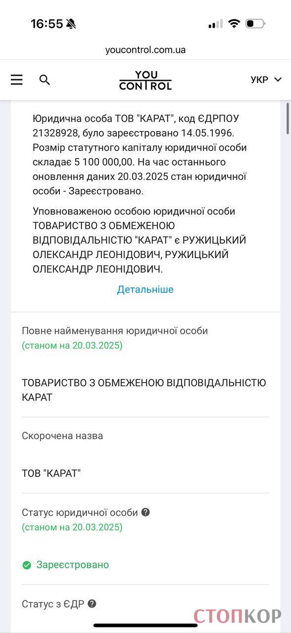Регистрационные данные ООО ''Карат''