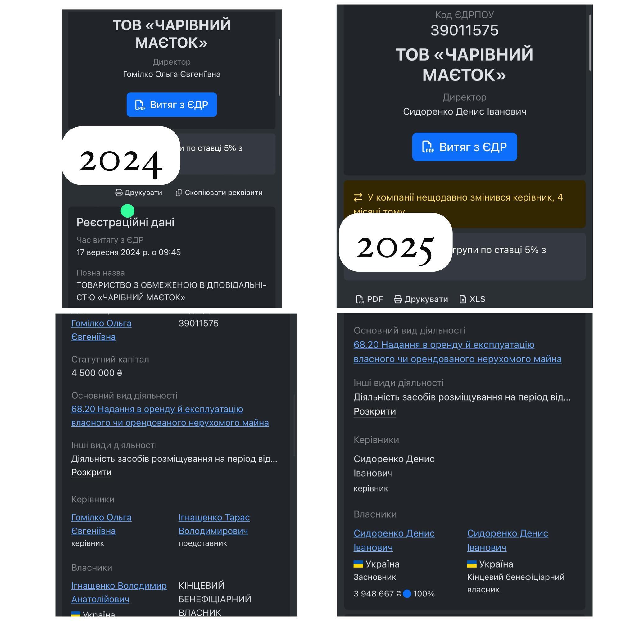 Изменения в структуре собственности ООО ''Волшебное имение''