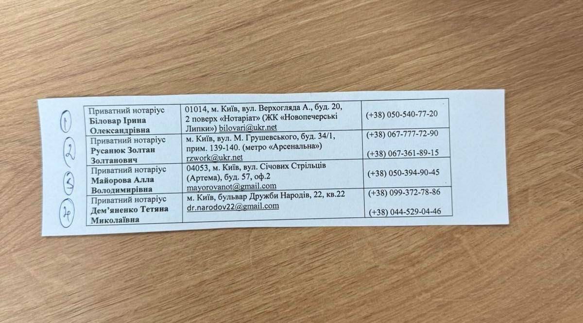 Алла Майорова імовірно є однією з чотирьох нотаріусів, ''закріплених'' за КМДА