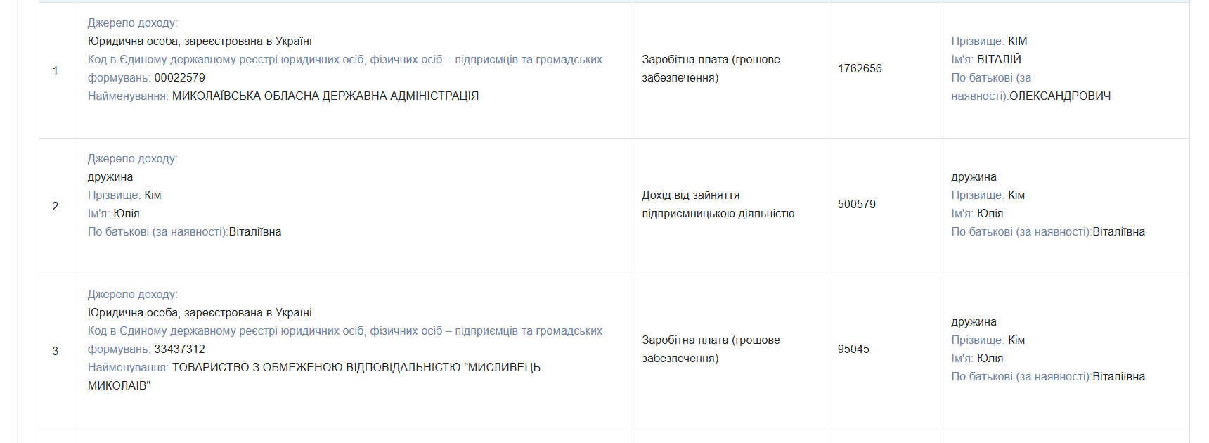 Декларация Виталия Кима за 2024 год