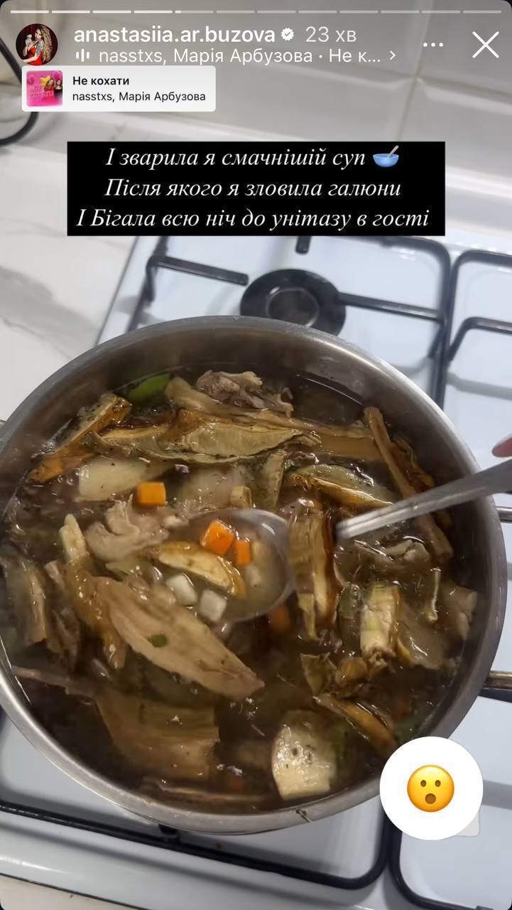 Блогер Анастасия Арбузова отравилась супом из купленных грибов