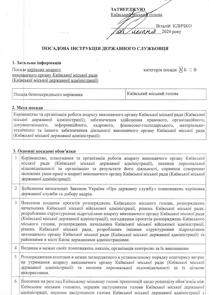 Інструкція держслужбовця від Віталія Кличка