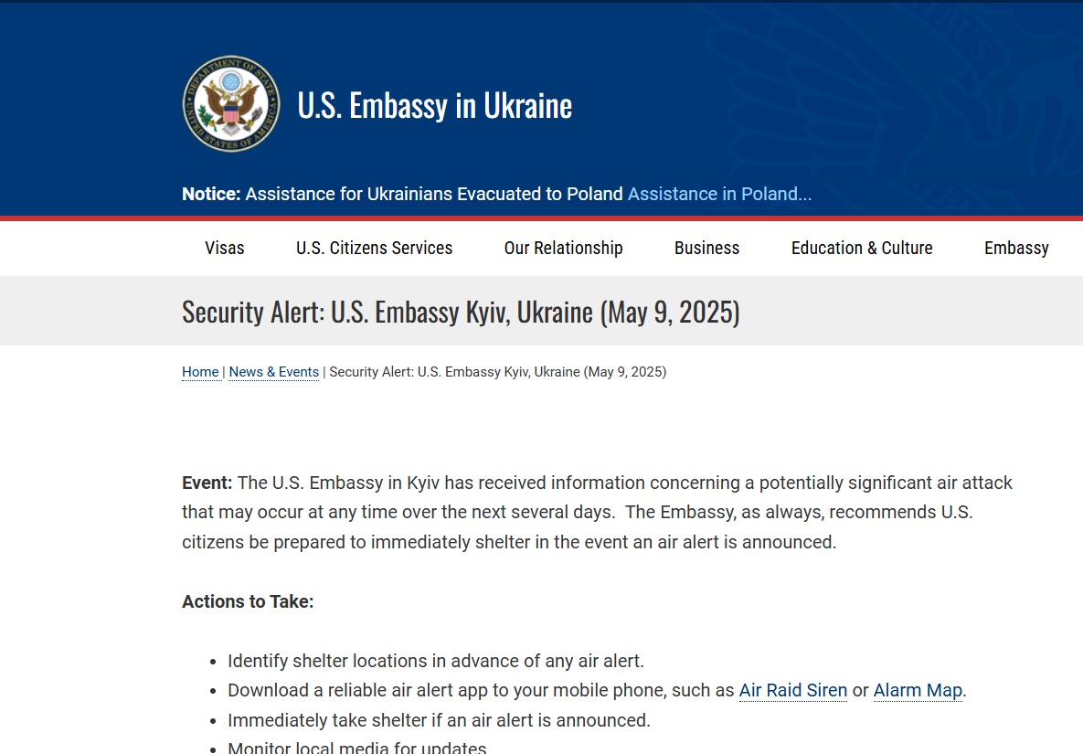 Посольство США попередило про можливу масштабну атаку рф на Україну найближчими днями