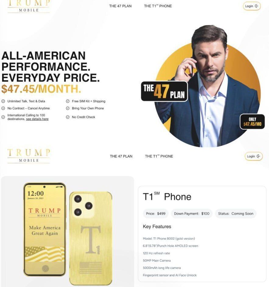 Семья Трампа запускает Trump Mobile: цена за смартфон будет стартовать от 500 долларов