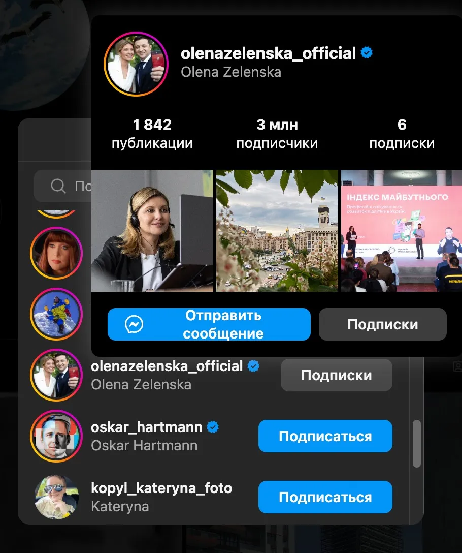 Інстаграм Оксани Калетник