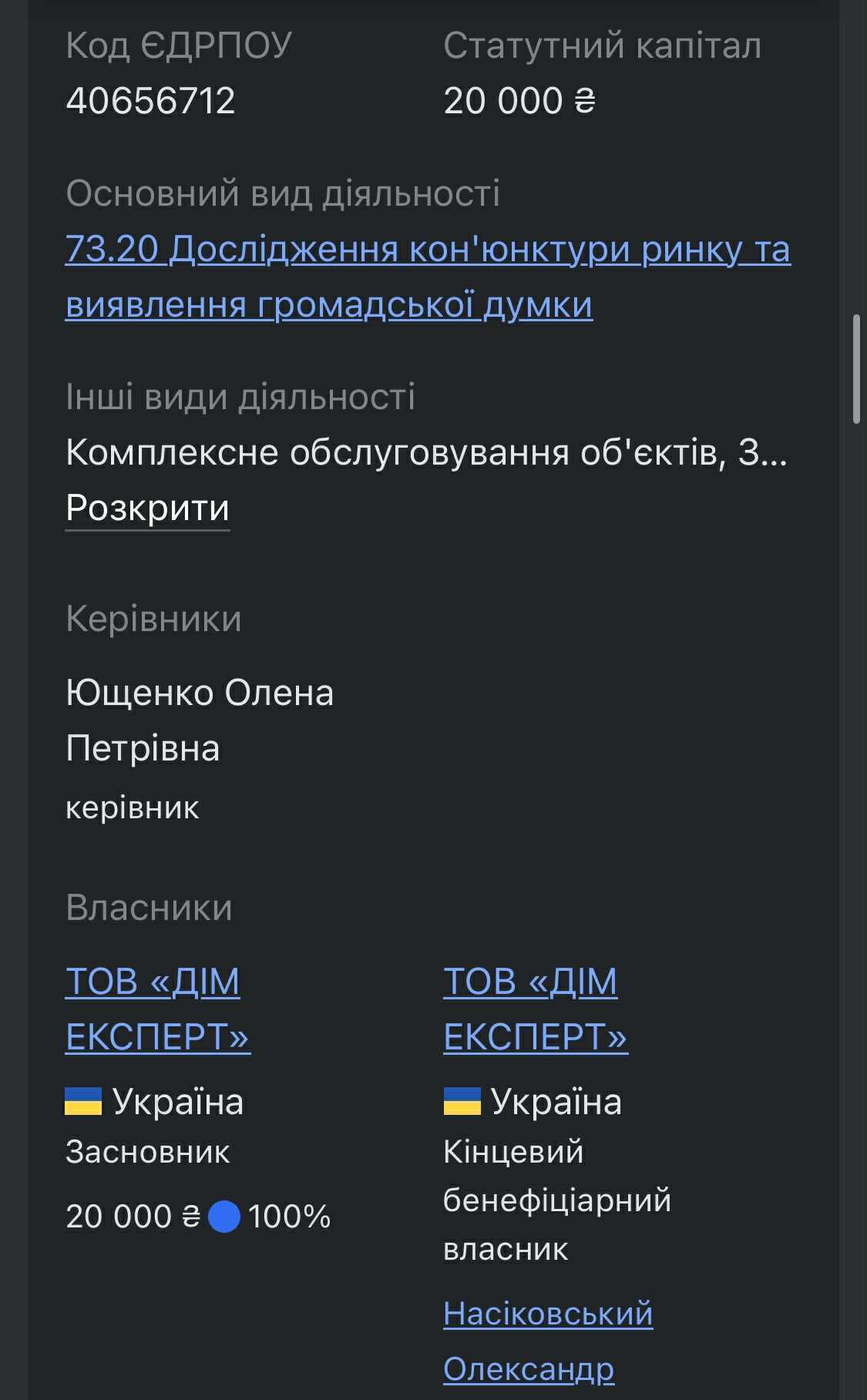 Регистрационные данные