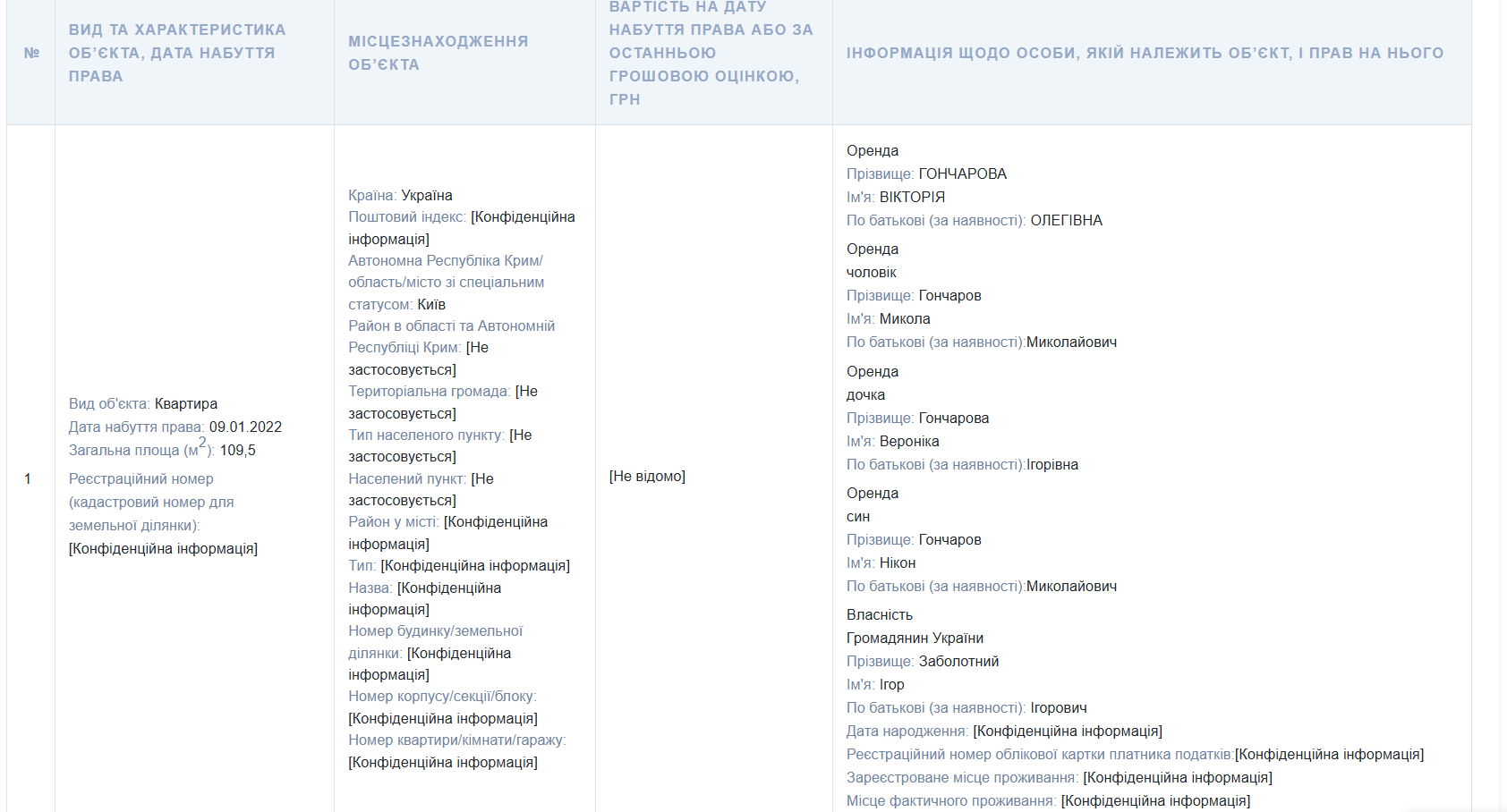 Скриншот декларации