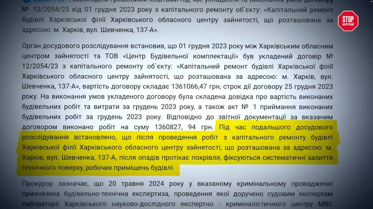 Фрагмент матеріалів досудового розслідування