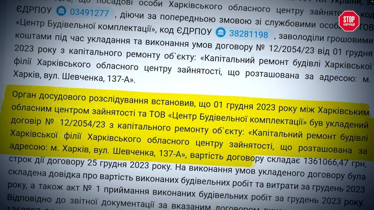 Фрагмент матеріалів досудового розслідування