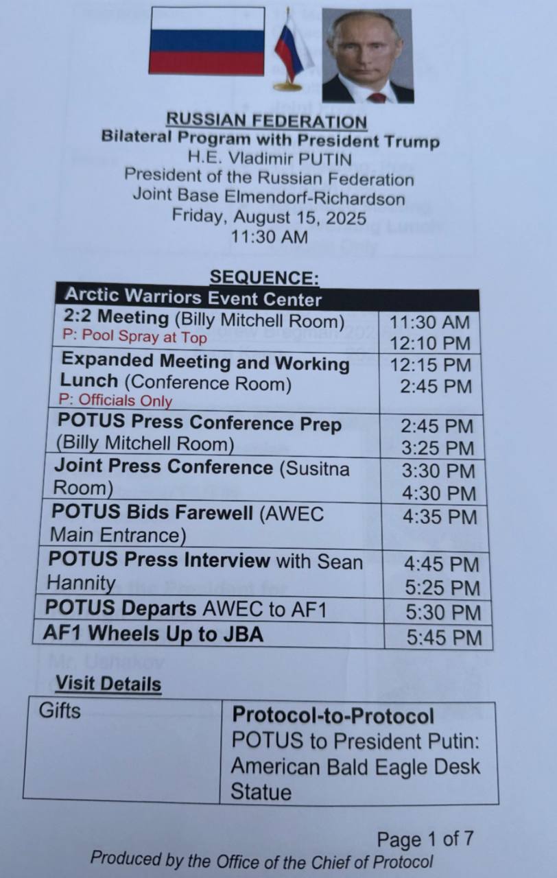 Документы о переговорах Трампа и путина