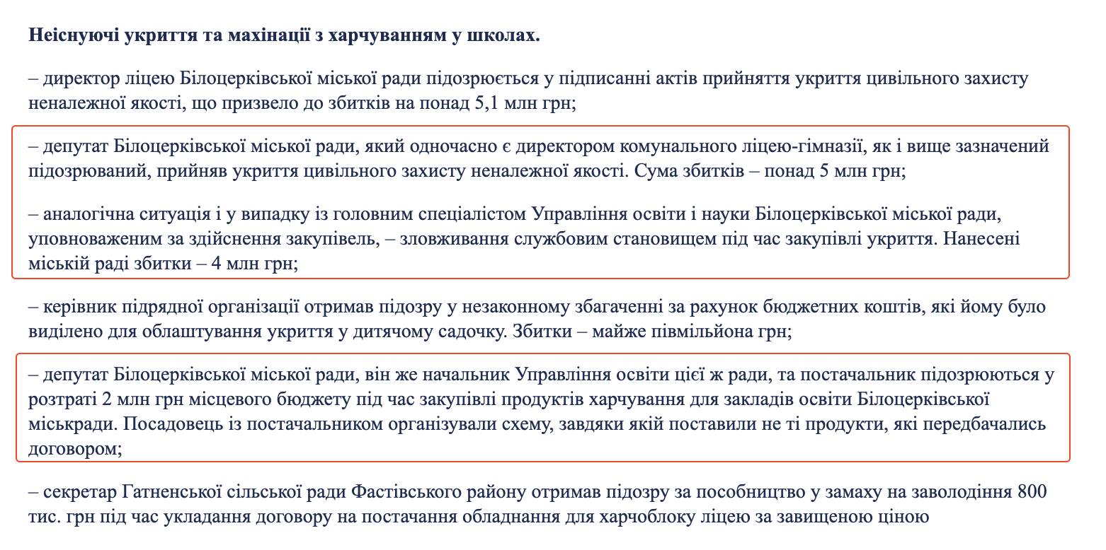 У Білій Церкві викрили цілий пласт зловживань в освітній сфері