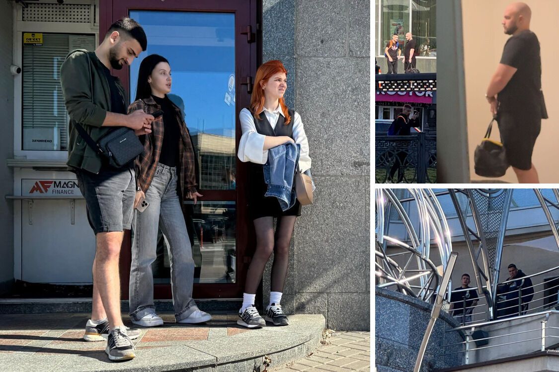 Часть офисников выбежали из-за черного входа