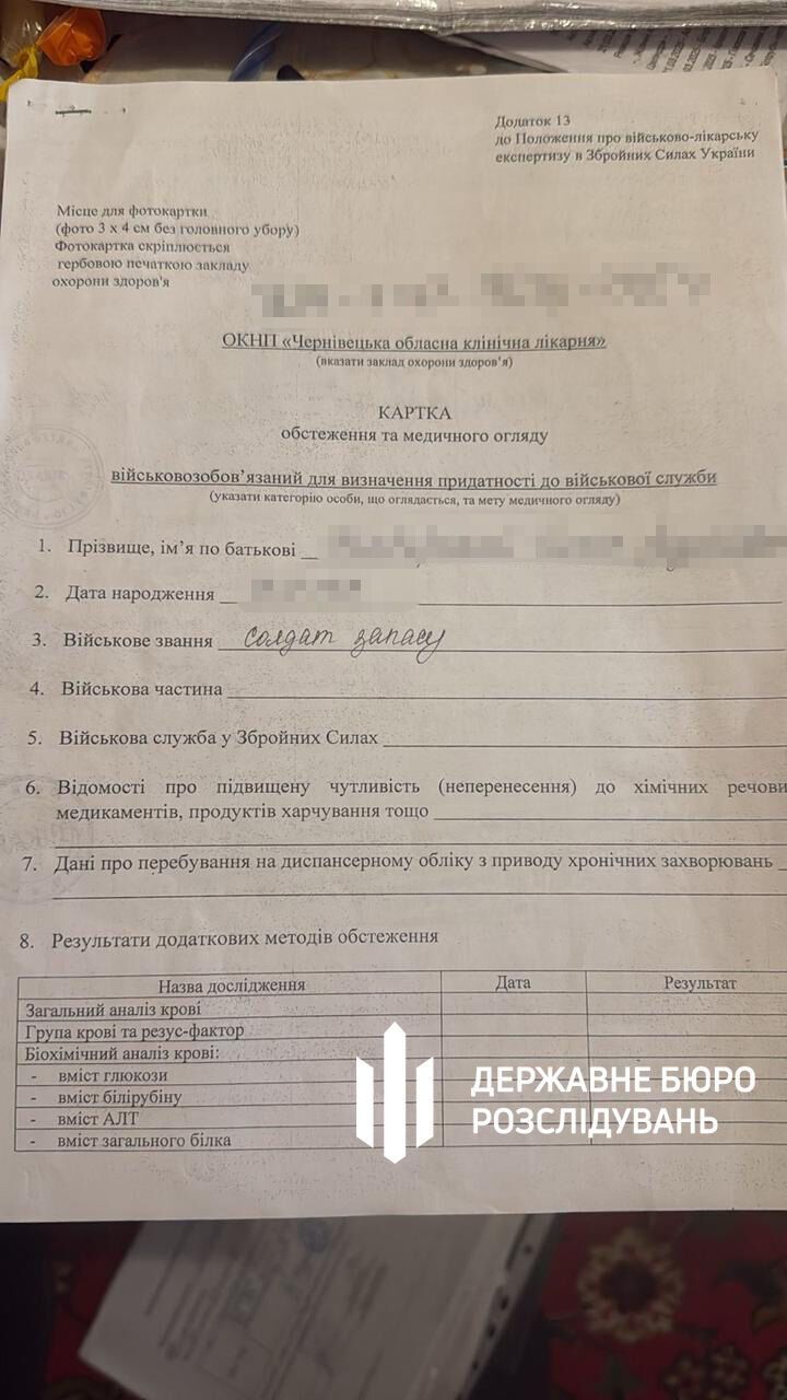 ГБР завершило расследование схемы взяток в Черновицком центре мобилизации