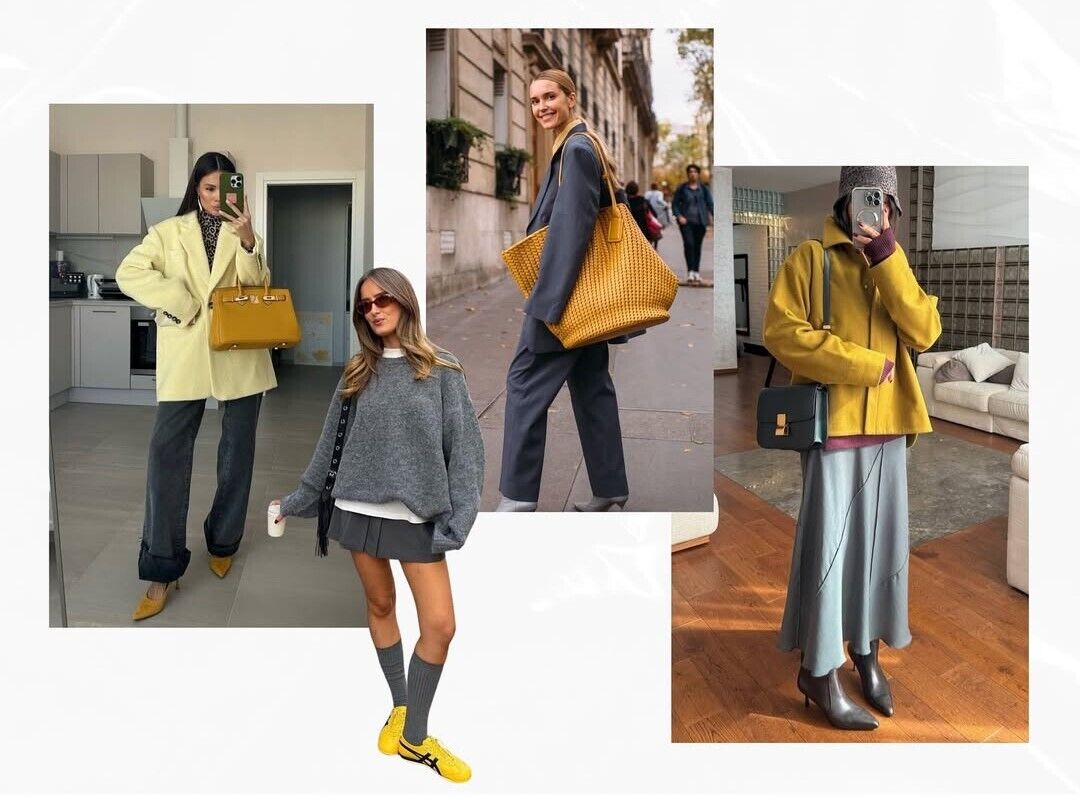 Трендовый дуэт – горчичный и серый