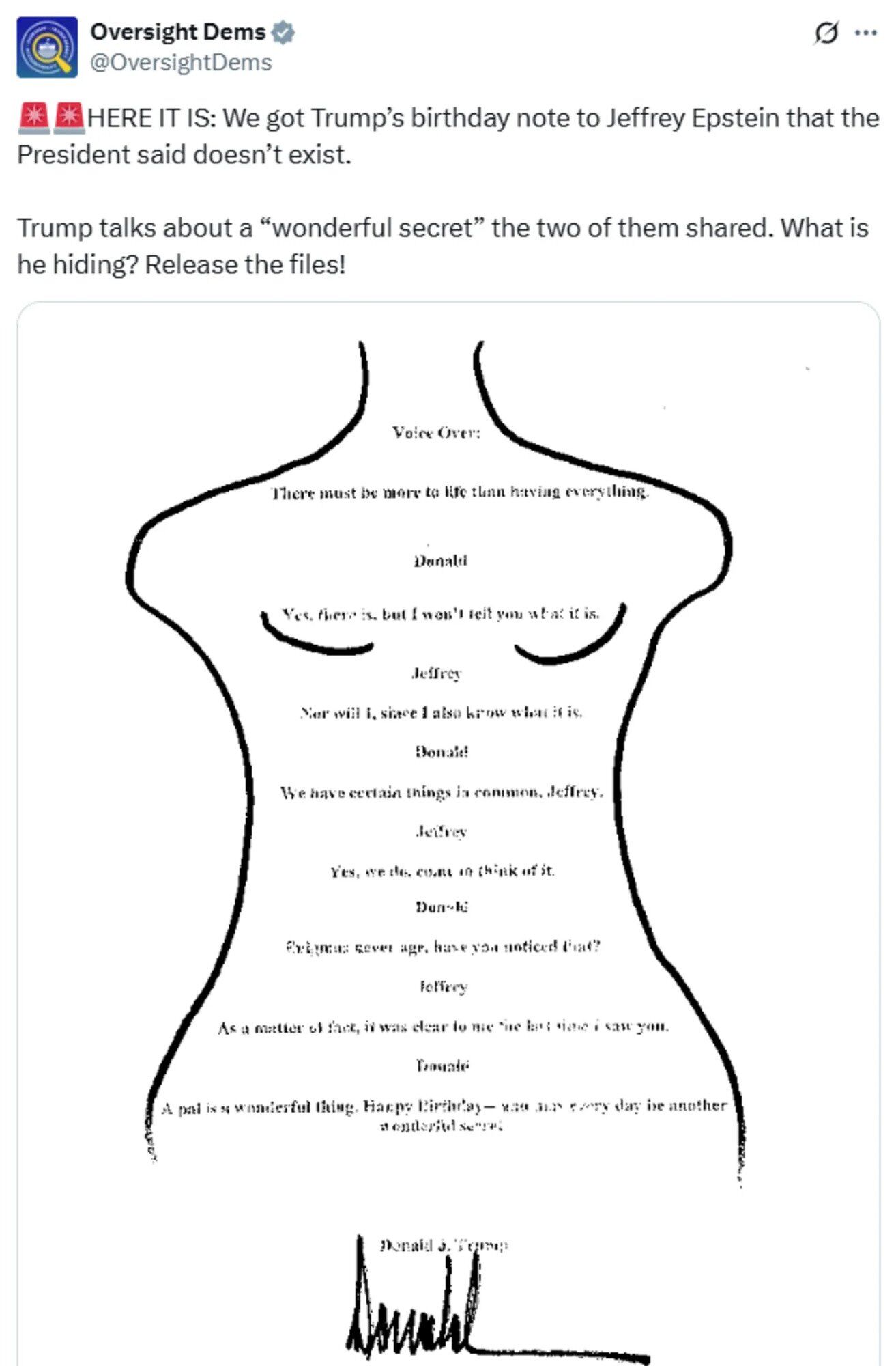 Опубліковано скандальну книгу до дня народження Епштейна з імовірною запискою від Трампа, — BCC