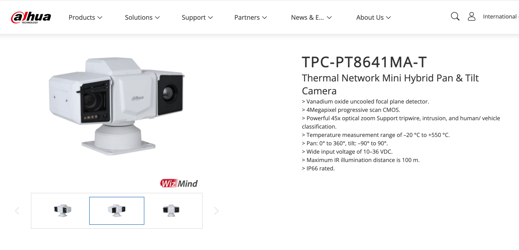 Технические характеристики камеры Dahua TPC-PT8641MA-T