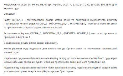 Судебное решение об опеке