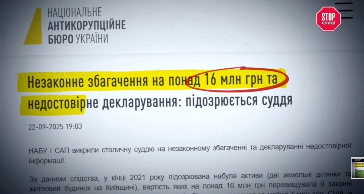 Судья не задекларировала имущества на 16 миллионов гривен, - НАБУ
