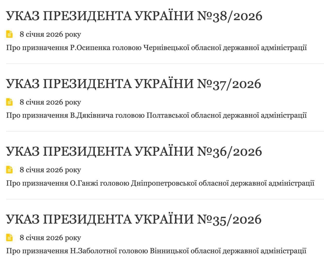 Зеленский подписал указы о назначении руководителей Полтавщины, Винницкой области, Буковины и Днепропетровщины