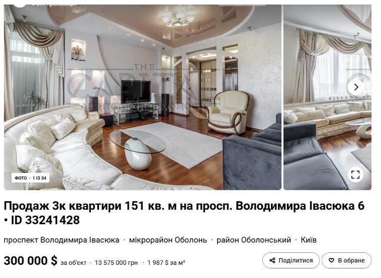Стоимость квартиры на маркетплейсе