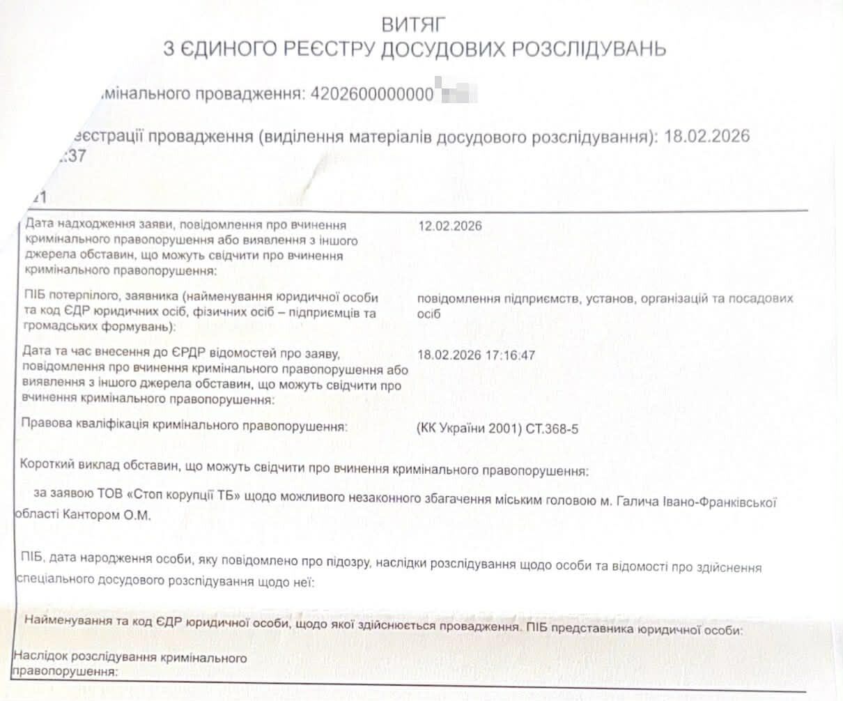По заявлению СтопКора: Офис Генпрокурора начал производство по незаконному обогащению мэра Галича
