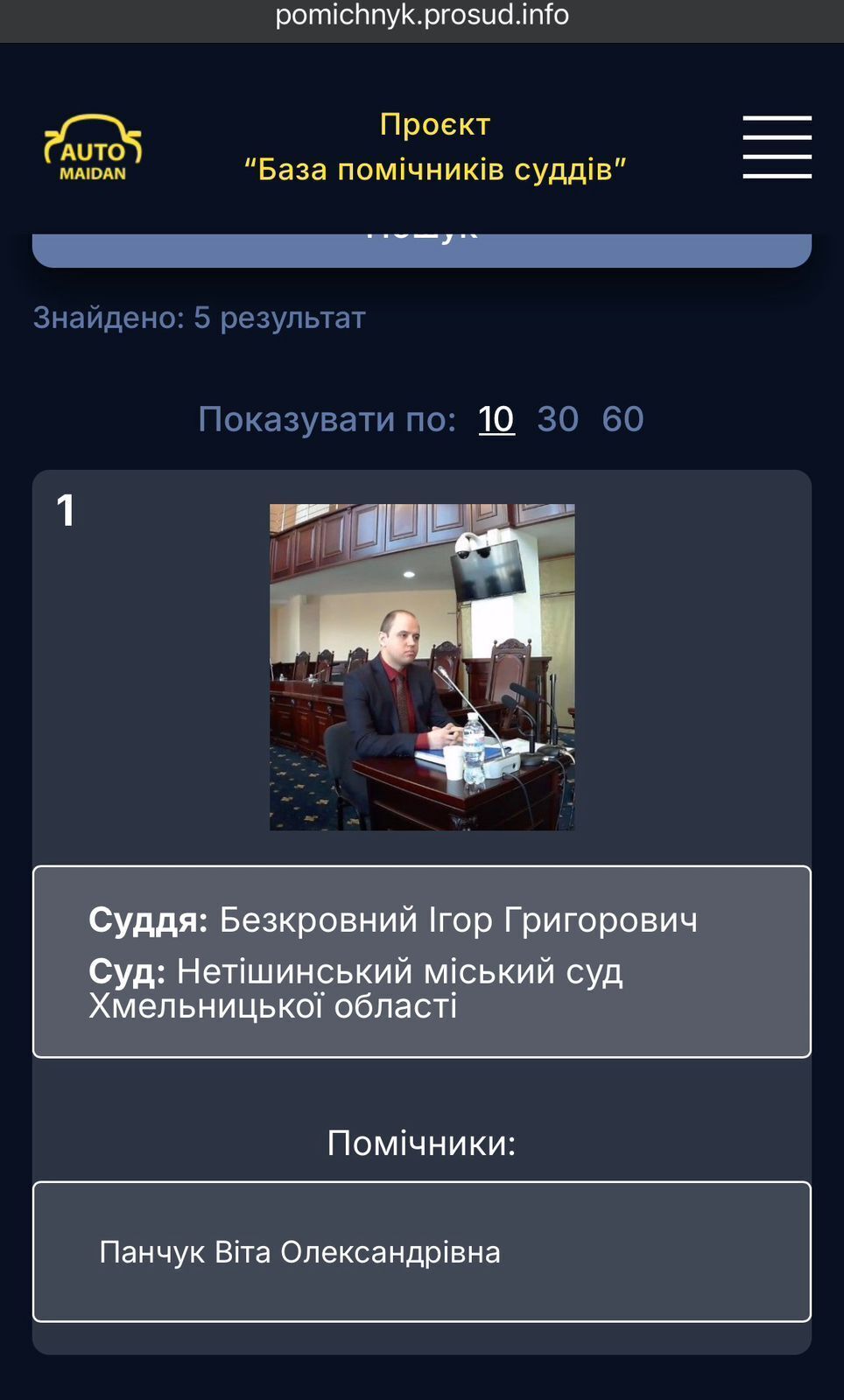 Помічницею судді Безкровного є Віта Панчук