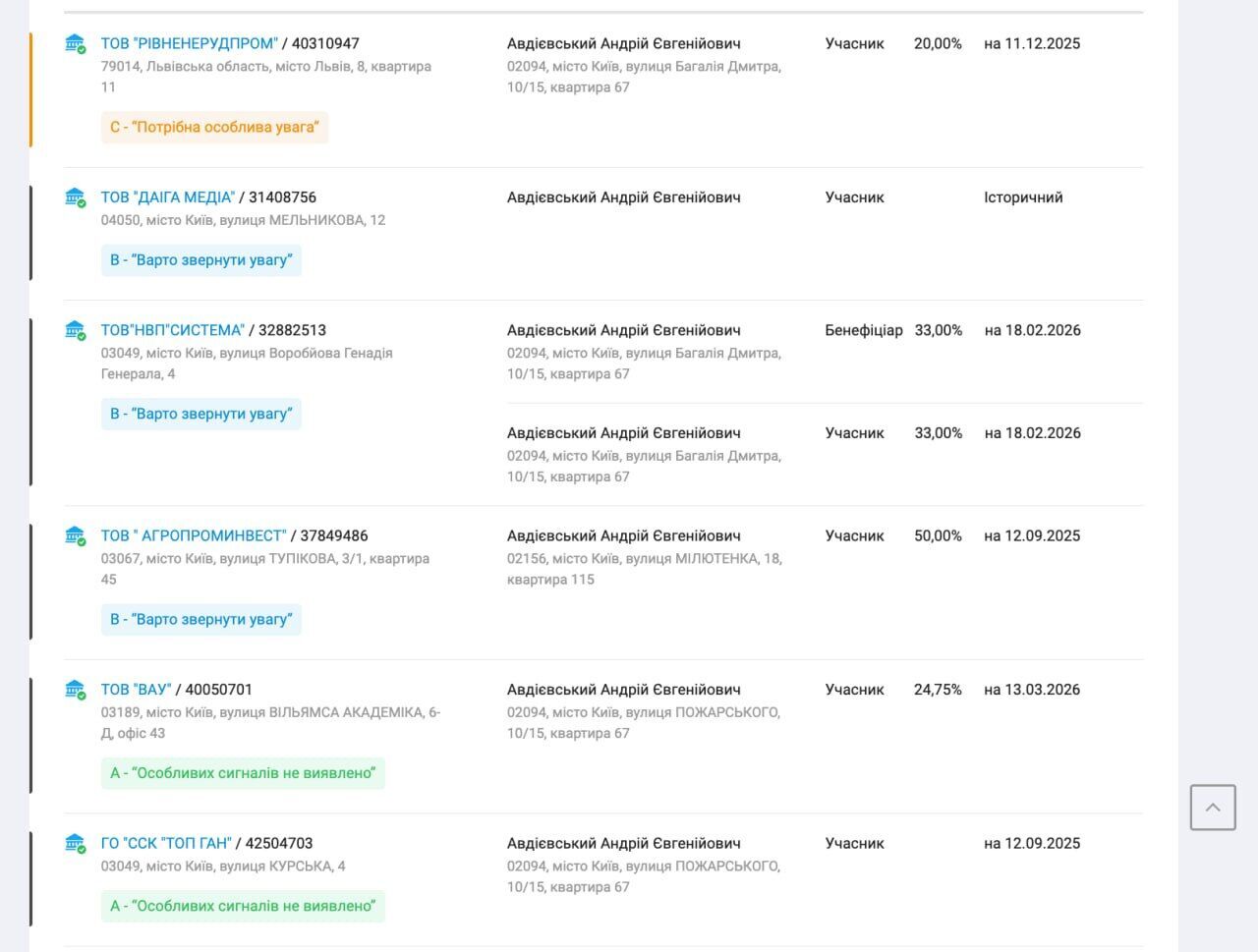 Скриншот декларации